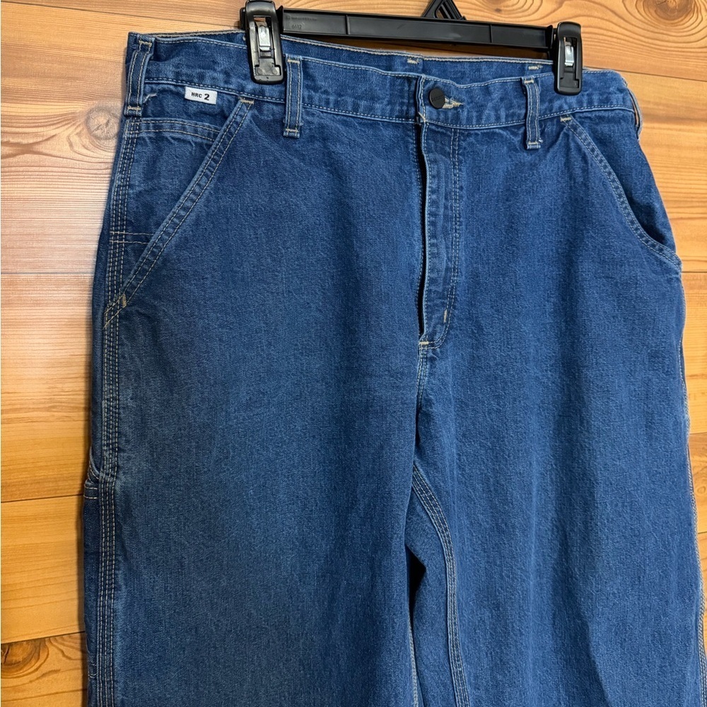 Men's Carhartt Flame-Resistant Signature Denim Dungaree Jeans - Picture 3 of 12